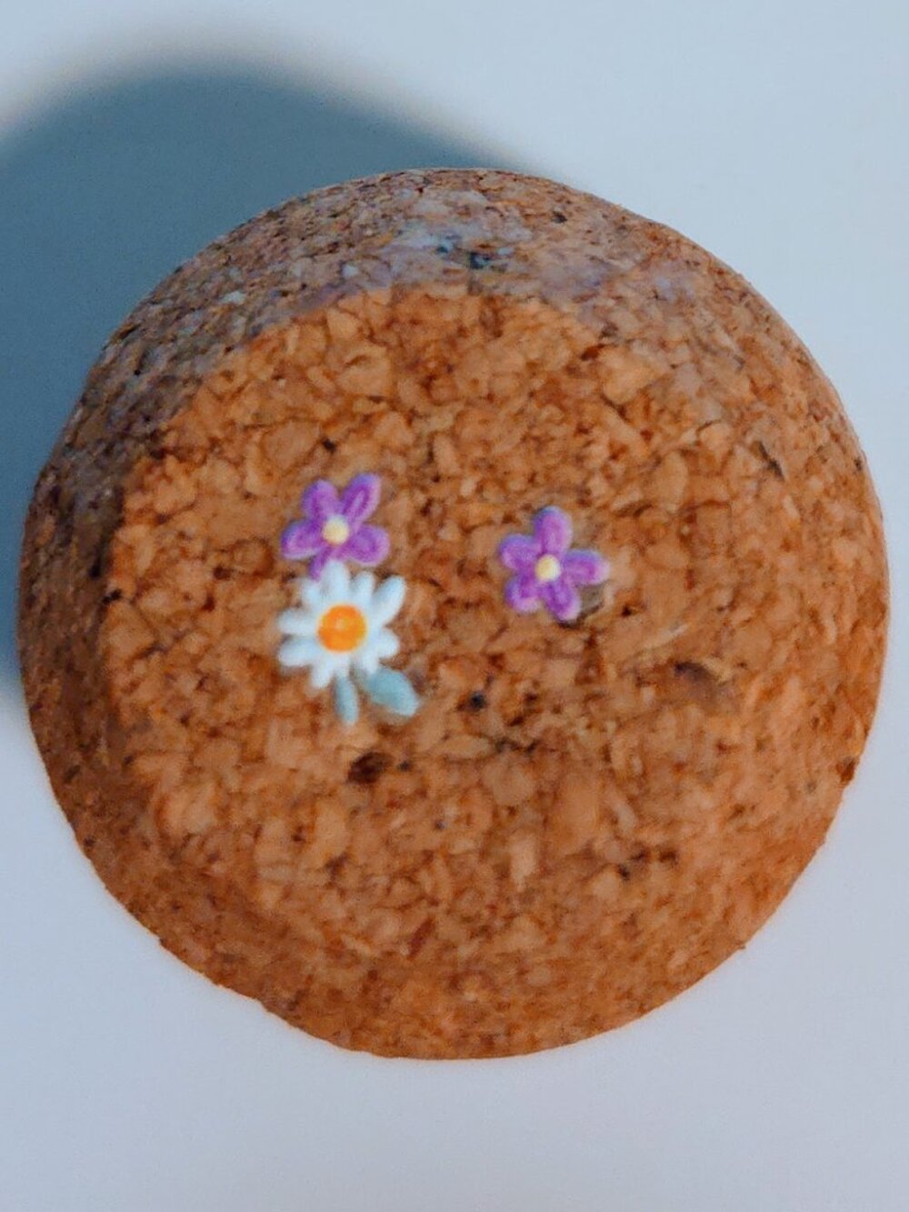 Brand New Hand Crafted Magnet Created from Champagne Cork Featuring Flowers